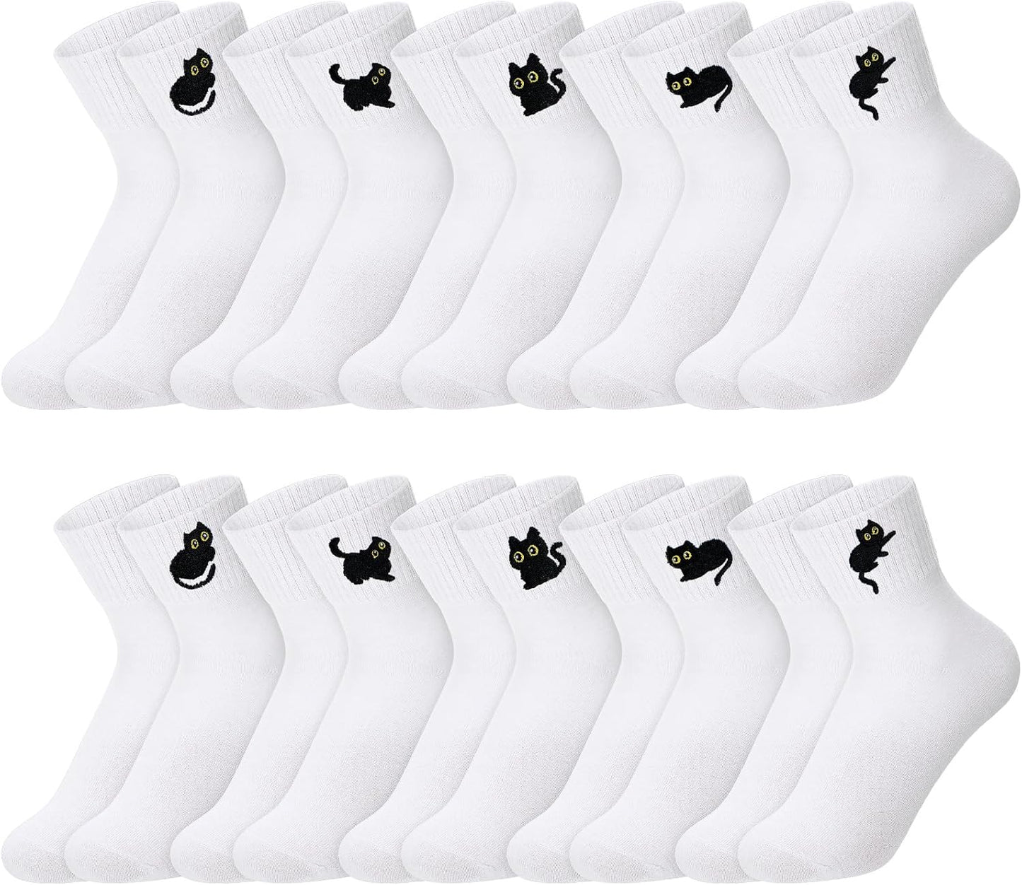 Eurzom 10 Pairs Socks Womens Crew Elastic Ankle Length Cotton Socks Aesthetic Cute Lightweight Low Cut Gifts for Women - Colors A