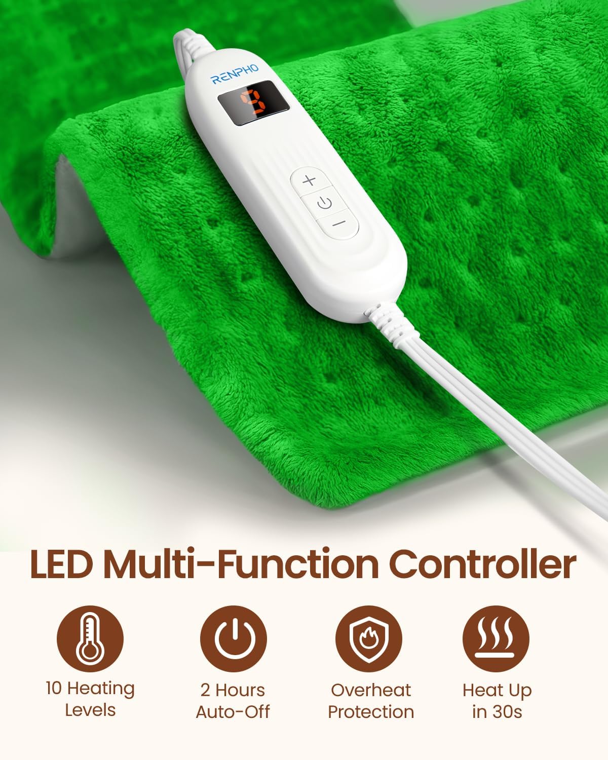 RENPHO Electric Heating Pad for Back with 10 Heat Levels