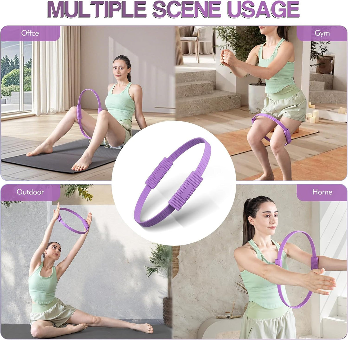 Pilates Kit, 13.5" Pilates Ring with Mini Ball & Resistance Bands