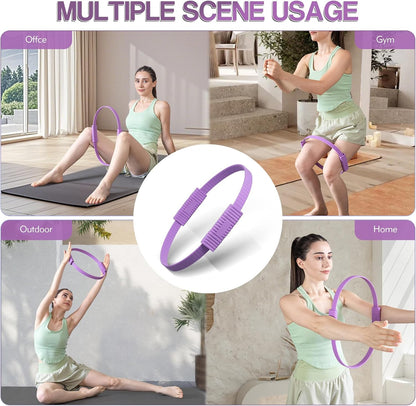 Pilates Kit, 13.5" Pilates Ring with Mini Ball & Resistance Bands