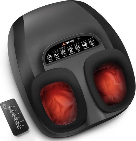 JZBRAIN Foot Massager for Plantar Fasciitis & Neuropathy 2026 Upgraded | Comfortable Shiatsu Massage with Heat, Kneading, Vibration & Compression
