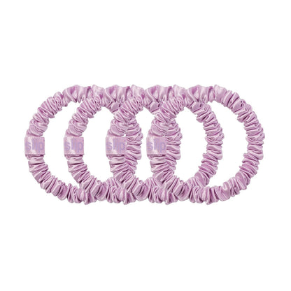Slip Silk Hair Ties — Skinny Silk Black Scrunchies, No Damage, No Crease, Anti-Breakage |100% Mulberry Silk | All Hair Types | Made with Proprietary Slipsilk™ | Set of 4
