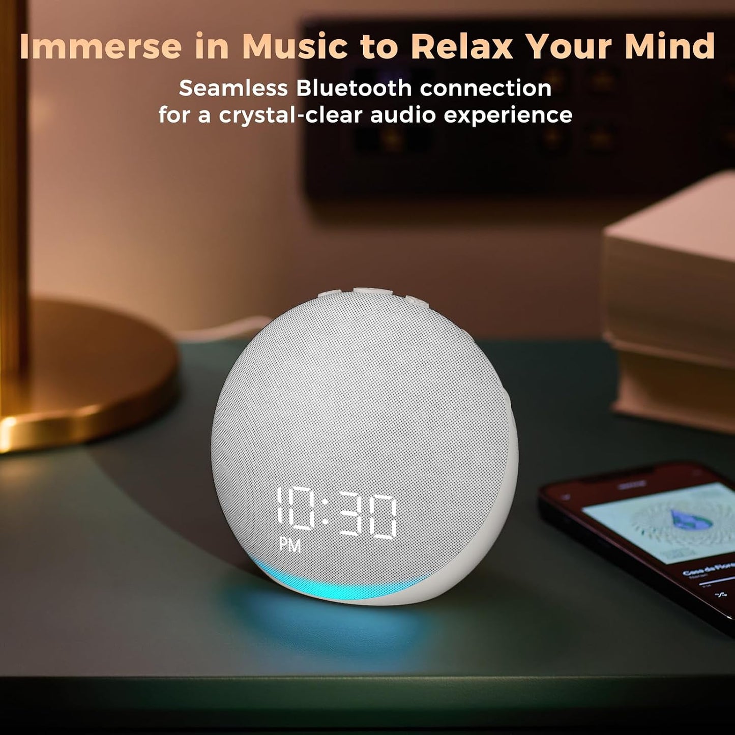 Sound Machine Alarm Clock for Bedroom: 25 Natural Sleep Sounds - White Noise Machine for Adults Kids Baby - Gentle Wake Up Alarm with Bluetooth Speaker - Putty