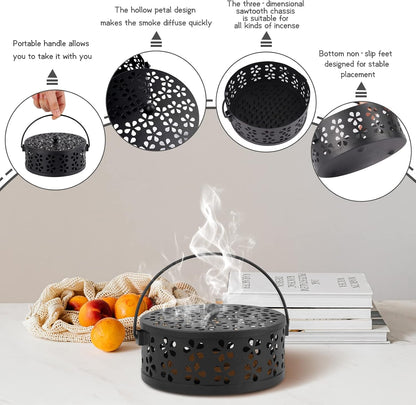 Portable Iron Mosquito Coil Holder with Handle for Outdoor, Bronze