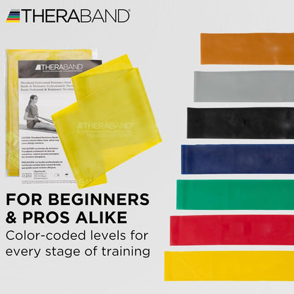 THERABAND Professional Latex Resistance Band Set, Pack of 7, 6 Ft