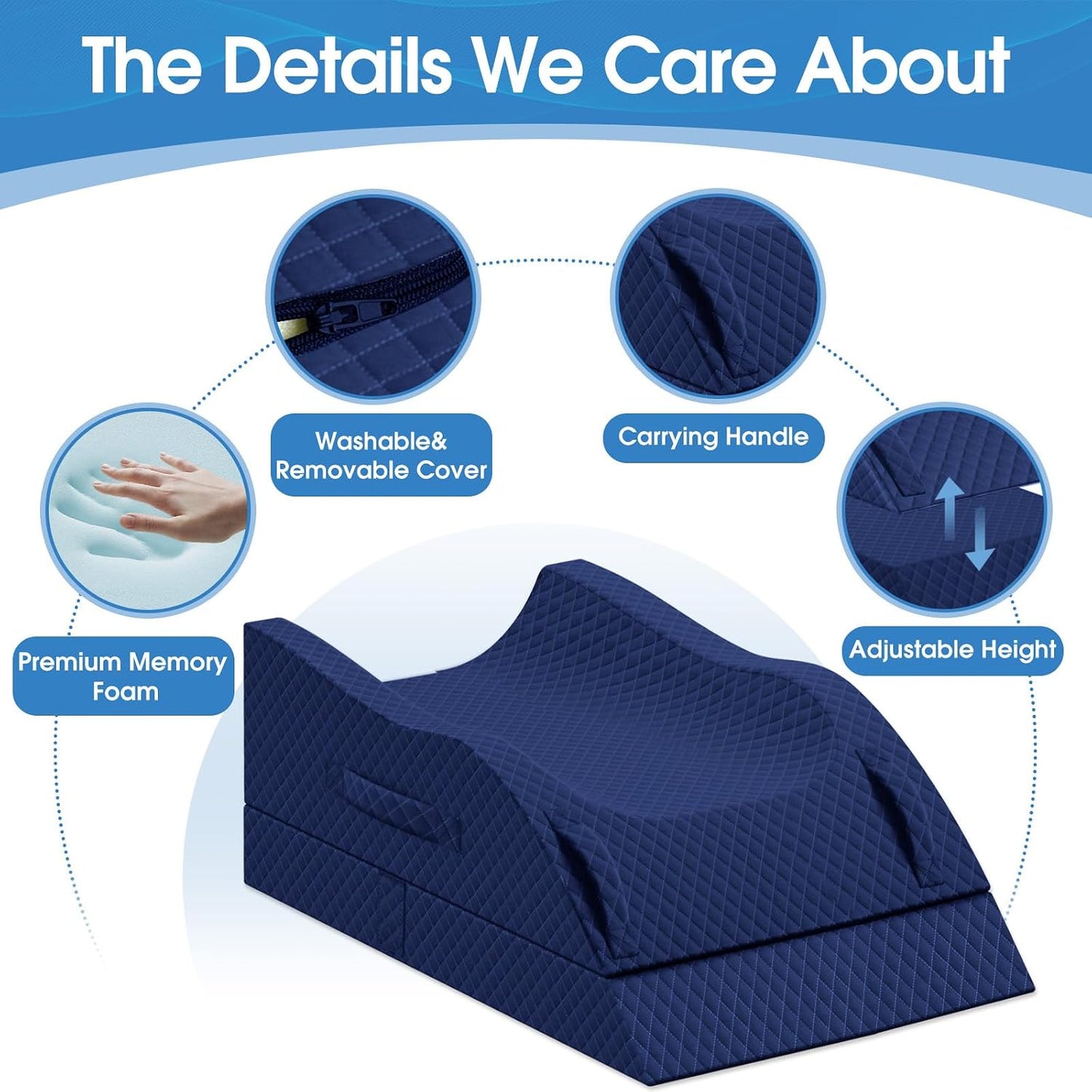 TranquilRelax Leg Elevation Pillows for After Surgery, Wedge Pillow, Grey