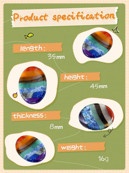 Worry Stone Crystals and Healing Stones Anxiety Fidgets Natural Meditation Accessories 7 Chakra Thumb Sensory Mental Health Depression Stress Anxiety Relief Items Mother's Day Gifts for Women