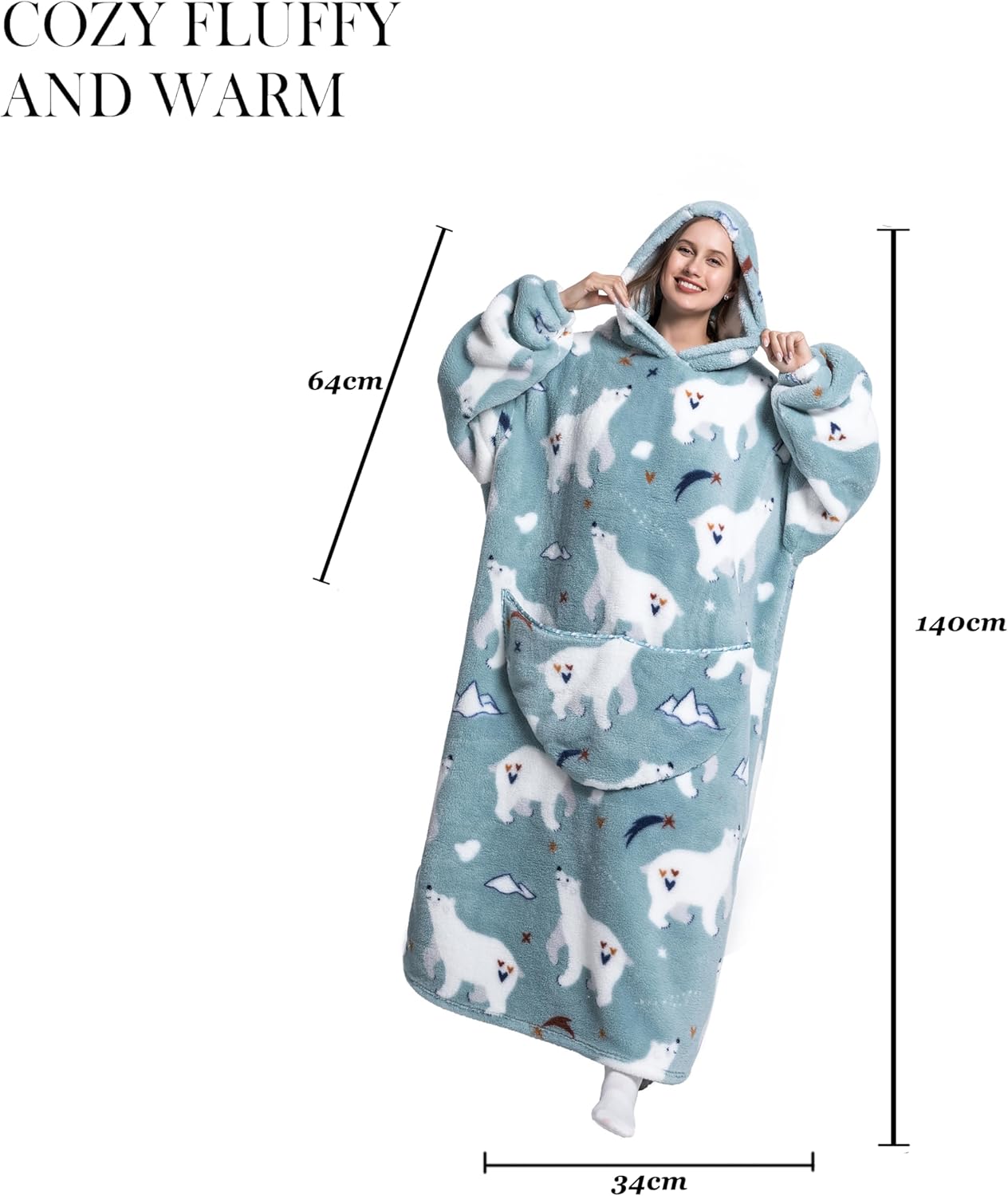 Capecage Blanket Hoodie, Long Hooded Blanket Sweatshirt as Birthday Gifts for Women Men, Long Wearable Blanket for Women Men.