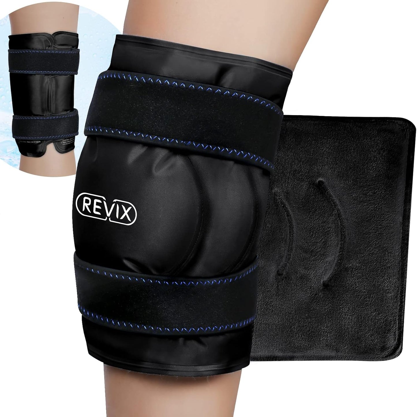 REVIX 19" Extra Large Knee Ice Pack Wrap Around Entire Knee, Reusable Gel Cold Pack for Discomfort and Post-Workout Fatigue, Cold Compress, Enhance Comfort and Recovery