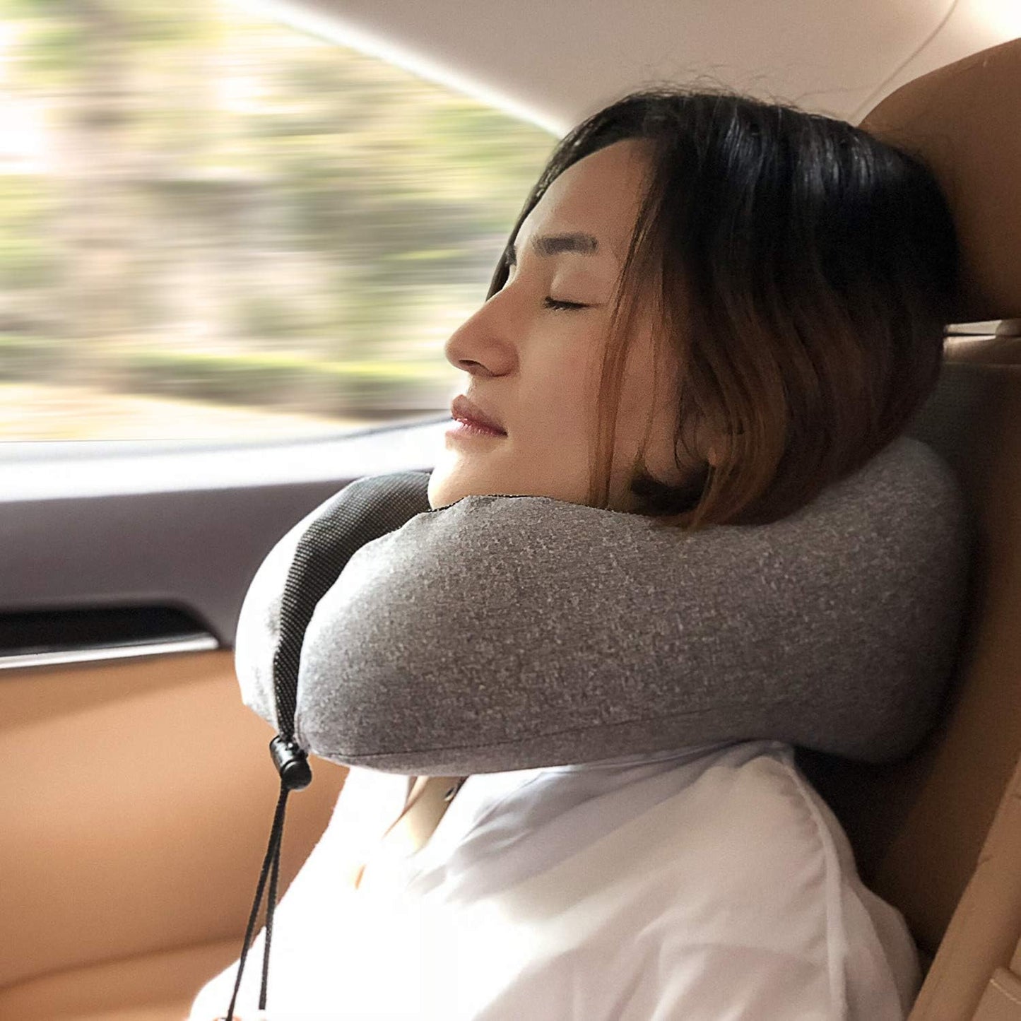 MLVOC Neck Pillow for Traveling, Upgraded 100% Pure Memory Foam Travel Neck Pillow for Airplane Flight Sleep, Breathable & Machine Washable Cover, Travel Kit with 3D Eye Mask, Earplugs & Bag, Black