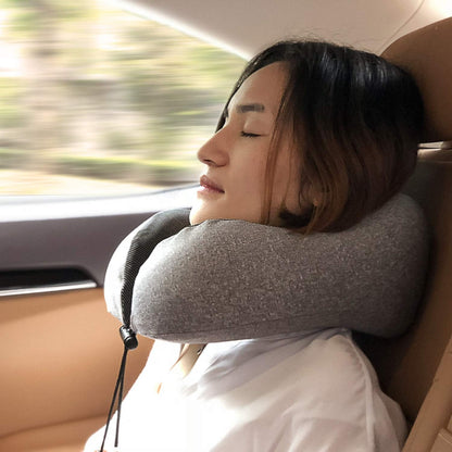 MLVOC Neck Pillow for Traveling, Upgraded 100% Pure Memory Foam Travel Neck Pillow for Airplane Flight Sleep, Breathable & Machine Washable Cover, Travel Kit with 3D Eye Mask, Earplugs & Bag, Black