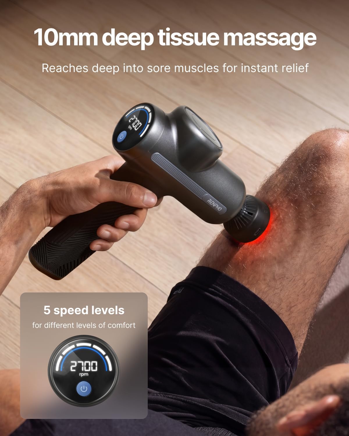 RENPHO Active+ Massage Gun, App-Controlled Guided Courses, Bluetooth
