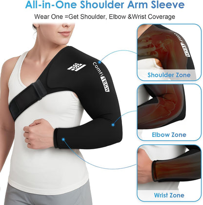 ComfiTECH Shoulder Arm Ice Pack Wrap for Pitchers & Volleyball Players, Reusable Ice Pack for Shoulder & Elbow & Arm Cooling, Adjustable Ice Arm Sleeve for Post-Training Recovery & Muscle Comfort, S