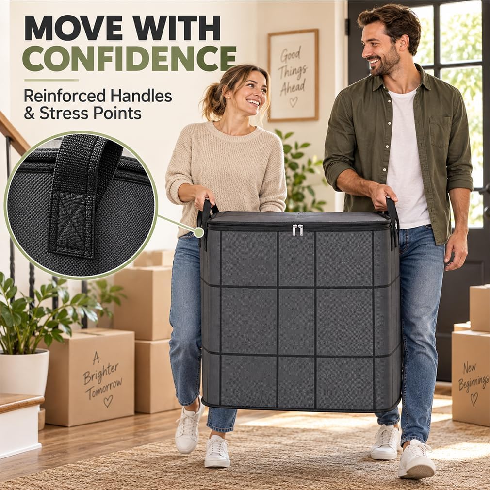 220L XXL Foldable Storage Bag with Reinforced Handles, Upgraded Heavy-Duty Design with Reinforced Seams & Zipper, Portable Moving Storage Bags for Bedding, Clothes & Quilts，XXL: 23.6x19.7x27.6 in：3