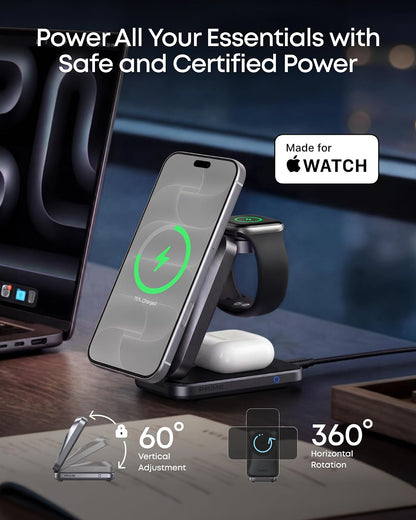 Anker Prime 25W Qi2.2-Certified Palm-Sized 3-in-1 Foldable MagSafe Charger