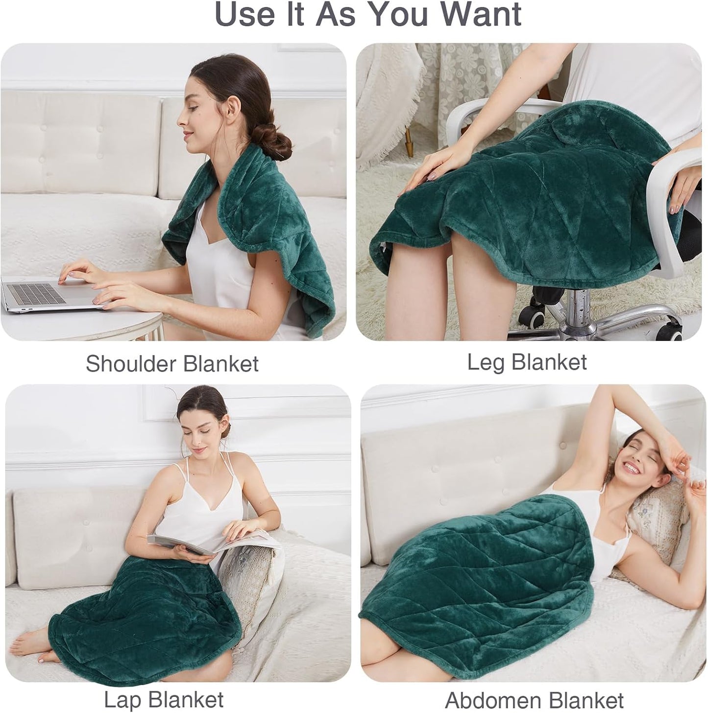 Alomidds Weighted Lap Blanket 7lbs, Cozy Breathable Flannel Weighted Lap Pad for Adults, Small Weighted Blanket for Travel, Couch, Green, 29" x 24"