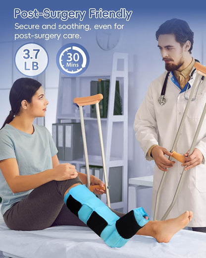 Comfytemp Ankle Ice Pack Wrap Brace for Swelling, Foot Pain Relief, 2 Gel Packs for Injuries Reusable, Hot Cold Compress Therapy for Plantar Fasciitis Relief, Heel Spur, Achilles Tendonitis, Swelling