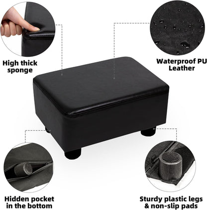 CAROLMADE Small Foot Stool Ottoman Footstool with Legs Under Desk Footrest for Living Room Bedroom and Office,Linen-Grey
