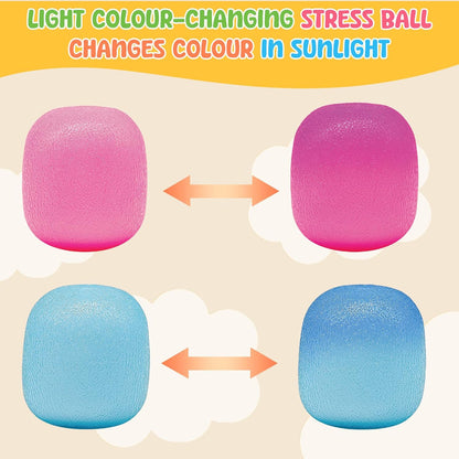 Fidget Toys Stress Balls for Kids & Adults - Changes Color in The Sun - Malt Sugar Squishy Fidget Toys - Slow Rise Gel Ball - Stretchy Squeeze Stress Relief Balls for Anxiety
