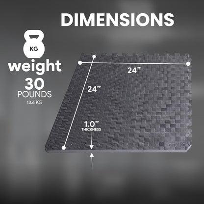 BalanceFrom Puzzle Exercise Mat 1/2" Thick, EVA Interlocking Foam Floor | Tiles for Home Gym, Mat for Home Workout Equipment, Floor Padding for Kids, Black, 24 in x 24 in x 1/2 in, 144 Sq Ft-36 Tiles