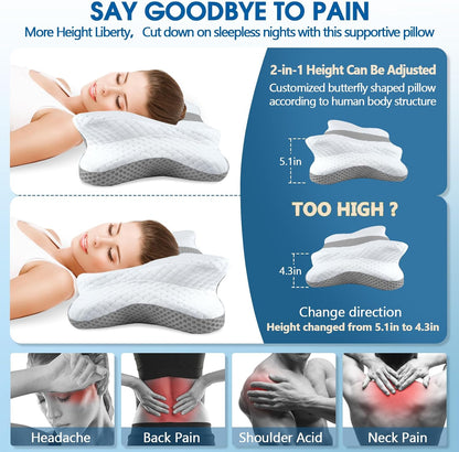 CHxxy Cervical Neck Pillow for Pain Relief Sleeping, Memory Foam Pillows