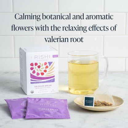 Rishi Tea Valerian Dream Organic Sachet Tea Bags, Caffeine Free, 15ct