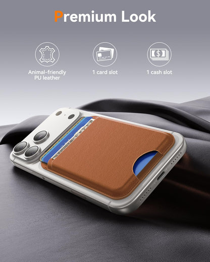 for MagSafe Wallet, Works with Apple Find My,4 Card Holder, Magnetic Phone Wallet for iPhone 18/17/16/15/14/13/12 Pro Max Air Plus Series, RFID Blocking Vegan Leather,Black