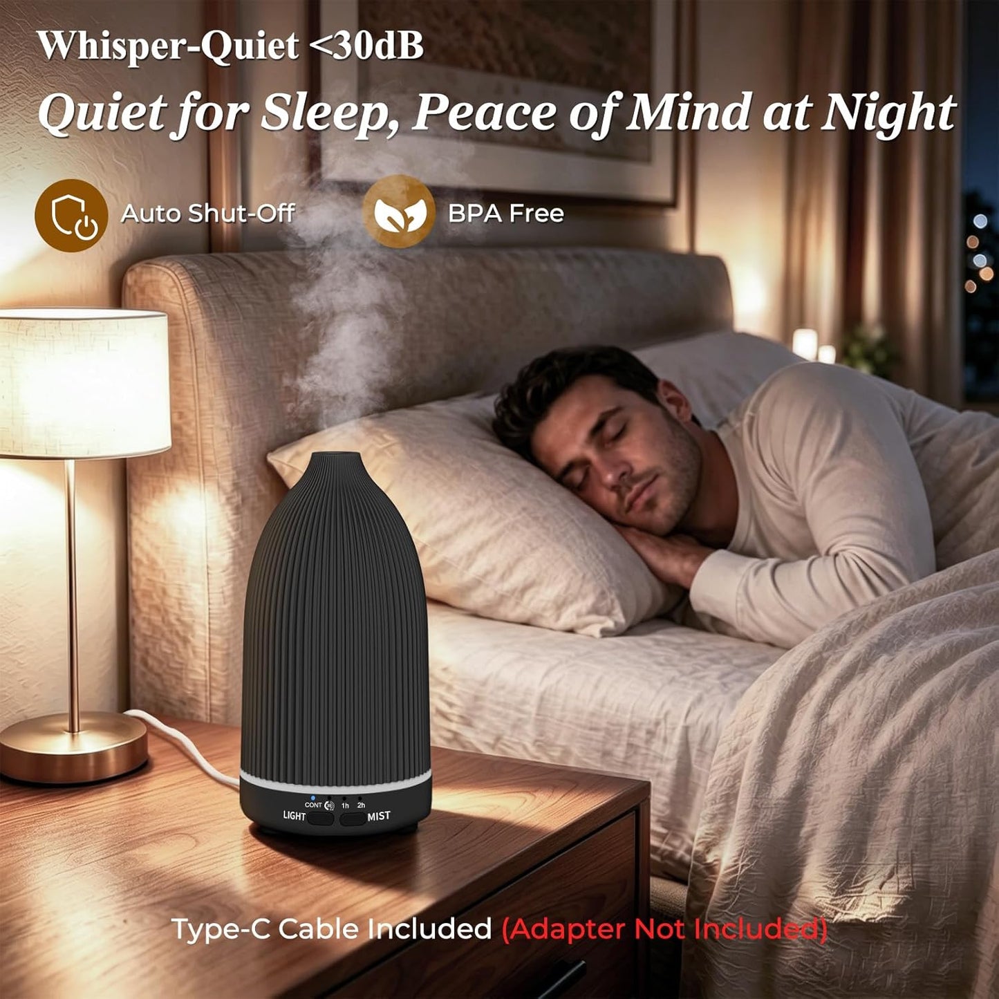 URPOWER 150ML Essential Oil Diffusers for Home, Ultrasonic Aromatherapy Diffuser with 7 Color Changing Lights, Timer & Auto Shut-Off, Scent Diffuser for Bedroom, Office, Yoga