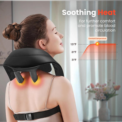 COMFIER Cordless Neck and Shoulder Massager with Heat, Wearable 4D Shiatsu Deep Tissue Kneading for Desk Workers and Drivers, Hands-Free Straps, FSA Eligible HSA Gift