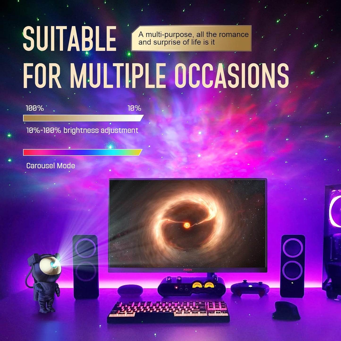 Star Projector Galaxy Night Light - Astronaut Space Projector, Starry Nebula Ceiling LED Lamp with Timer and Remote, Kids Room Decor Aesthetic, for Christmas & Birthdays