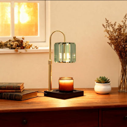 Yuichoy Candle Warmer Lamp with Timer, Dimmable Electric Candle Wamer Adjustable Height, Gifts for Women Mom, Glass Modern Candles Melter Lamp, Black