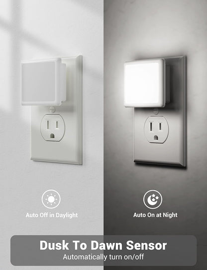 JandCase Amber Night Light[2 Pack], Night Lights Plug into Wall, LED Plug in Nightlight with Dusk-to-Dawn Sensor, 0.3W Dim Night Light for Sleep, Bedroom, Bathroom, Hallway, Non-dimmable