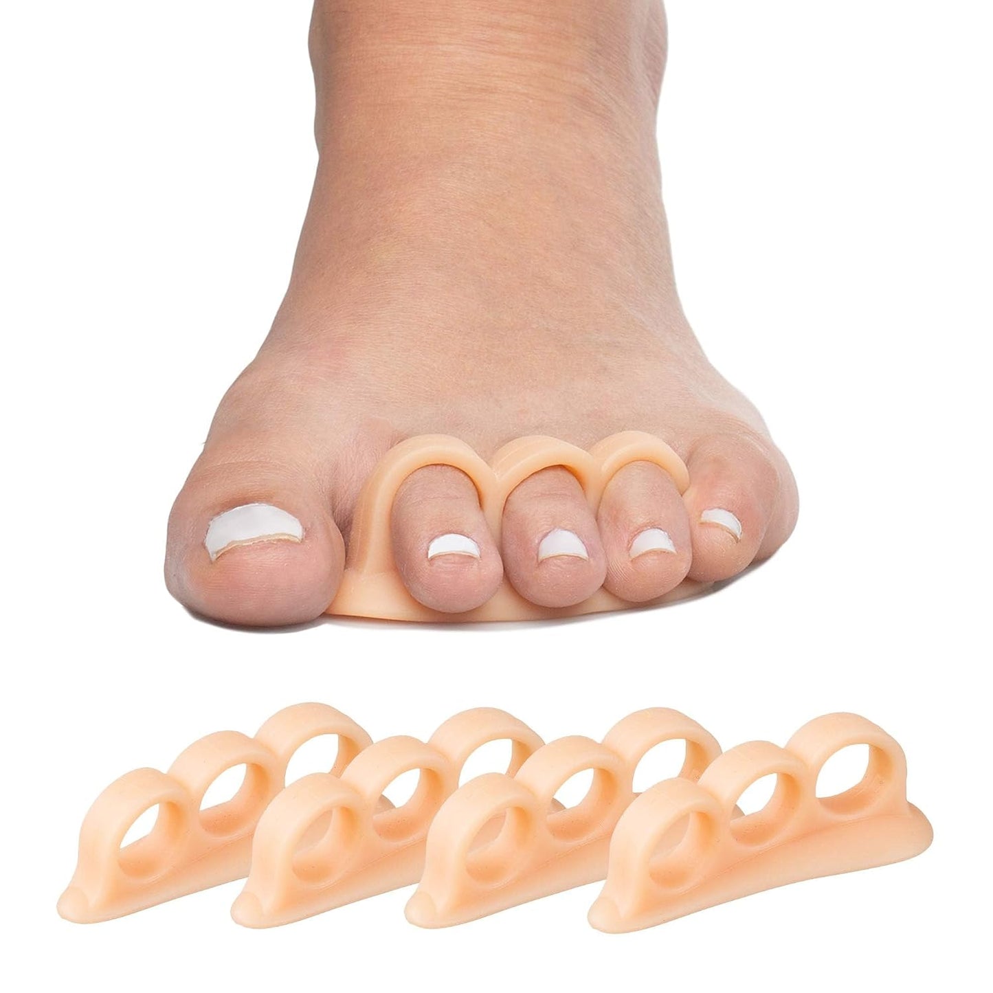ZenToes Hammer Toe Corrector for Women & Men | Triple Loop Gel Toe Spacers & Separators | Realign Bent, Crooked, Curled, Claw, Hammertoes | Firm Support for Straightening | 4 Pack, Clear