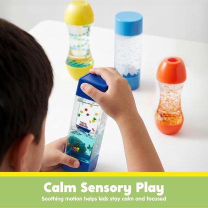 JOYIN 4-Pack Fidget Tubes for Kids, Sensory Tubes, Stress Relief Toy, Speech Therapy, Calming Toys for Children with Autism, Calm Down Corner Classroom Supplies, Back to School Gifts for Toddlers