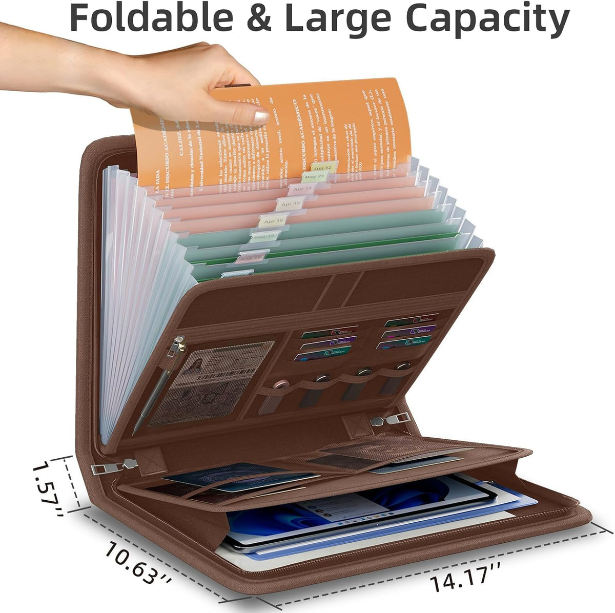 Fireproof Accordion File Organizer, Expanding File Folder with 13 Pockets