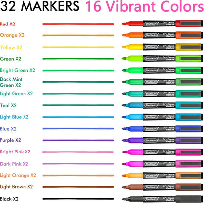 Shuttle Art Magnetic Whiteboard Markers, 20 Pieces Fine Tip and Eraser, Dry Erase Whiteboard Markers, for Writing on Whiteboards, Weekly Planner, Glass for School Office Home