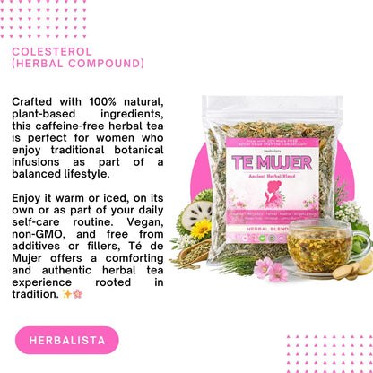 Herbalista Té de Mujer (Women’s Herbal Tea) – Traditional Loose Leaf Botanical Blend – 5 oz (141 g) – Caffeine-Free Herbal Infusion with Soursop, Calendula, Fennel & Lemon Balm – Vegan, Non-GMO