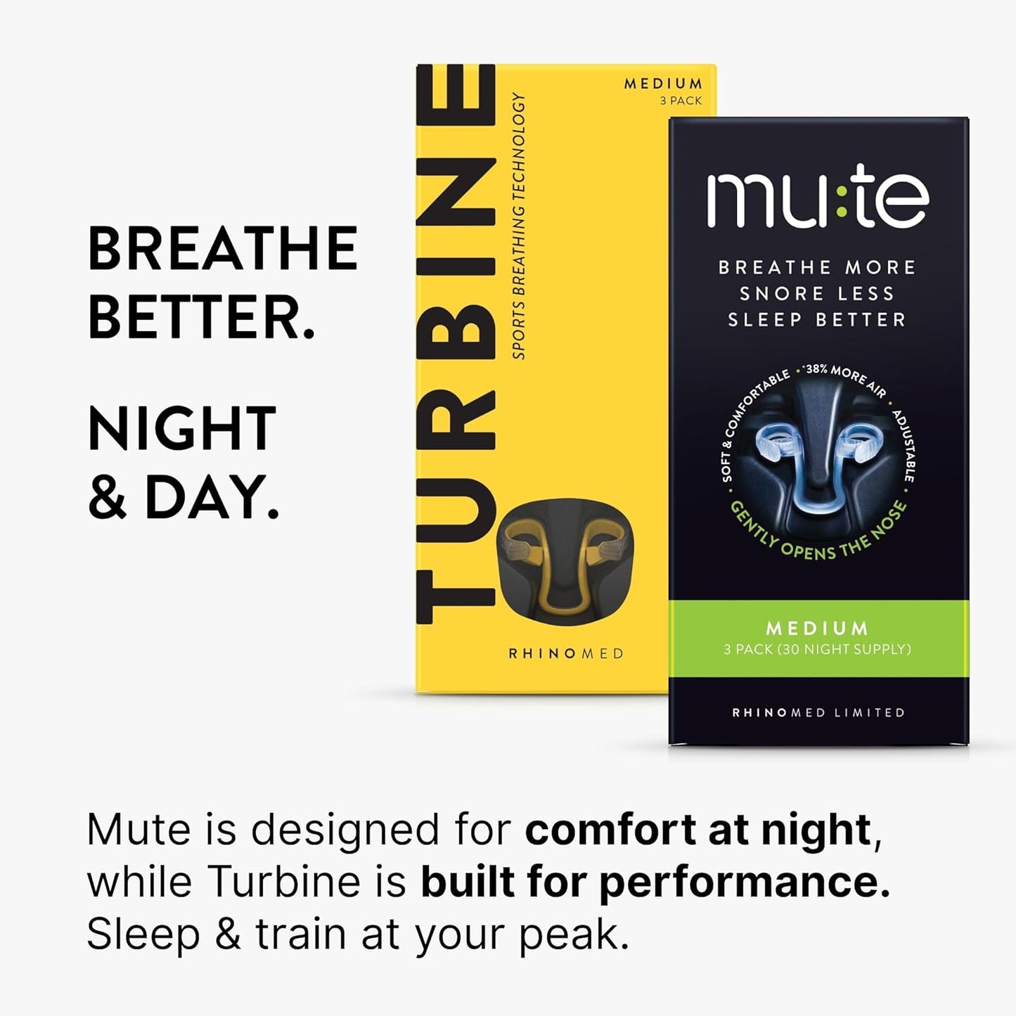 Mute Nasal Dilator Snoring Solution | Starter Pack 3 Sizes | Snore Less & Sleep Better | Nasal Strip Alternative | Comfortable Breathing Aids for Better Sleep & Improved Airflow