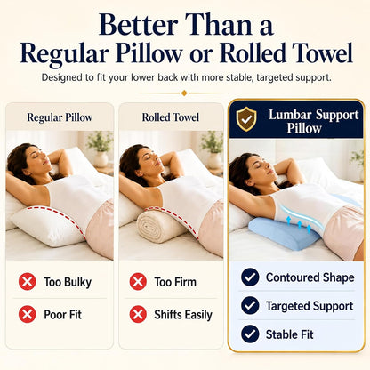 Lumbar Support Pillow for Bed Relief Back Pain: Lower Back Pillow for Sleeping - Memory Foam Waist Pillow - Back Wedge Bolster Pillow for Side, Back&Stomach Sleepers - Bed Rest Pillow for Car, Sofa