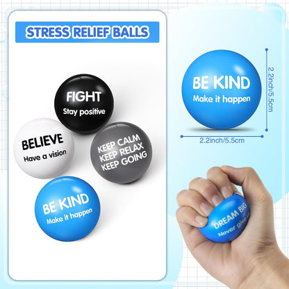 Liliful 100 Pcs Motivational Stress Balls Bulk Inspirational Squeeze Balls for Adults Anxiety Relief Fidget Toys Office Employee Gifts Classroom Rewards 2.2 Inch (Bright Colors)