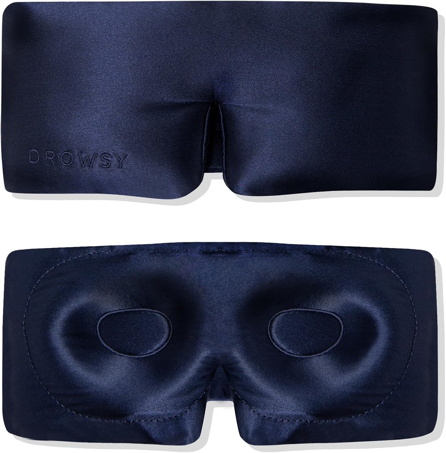 DROWSY Eyelash Protecting Silk Sleep Mask for Natural Lashes & Extensions. Deep Eye Cups, Zero Pressure, Total Blackout, Full Wraparound (Moonlight Shadow)