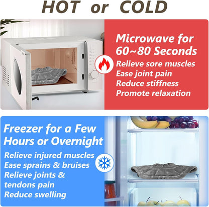 AiricePac Microwave Heating Pad for Neck Shoulders and Back Pain Relief with Moist Heat, Weighted Microwavable Heated Neck Wrap Warmer, Uncented Gery