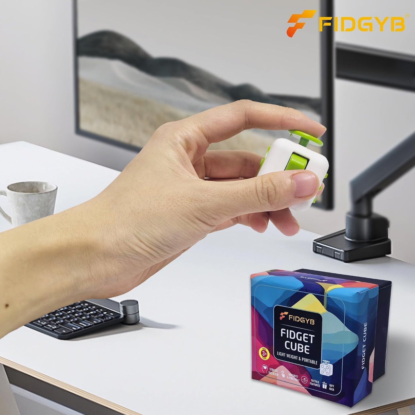 Cube Fidget Stress Relief Toy for Adults & Kids, Smooth, Quiet Sensory Toy for Anxiety, Focus & ADHD Idea[Black_Red]