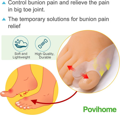 Povihome 10 Pack Clear Toe Spacers, Big Toe Separator (1st/2nd Toe), Bunion Corrector to Correct Big Toe Bunion, Overlapping Toes