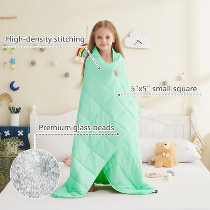 L'AGRATY Weighted Lap Pad 7lb: Small Weighted Blanket for Adults - Cooling Portable Travel Blanket for Relaxation Sleeping - Washable All-Season (29" x 24")