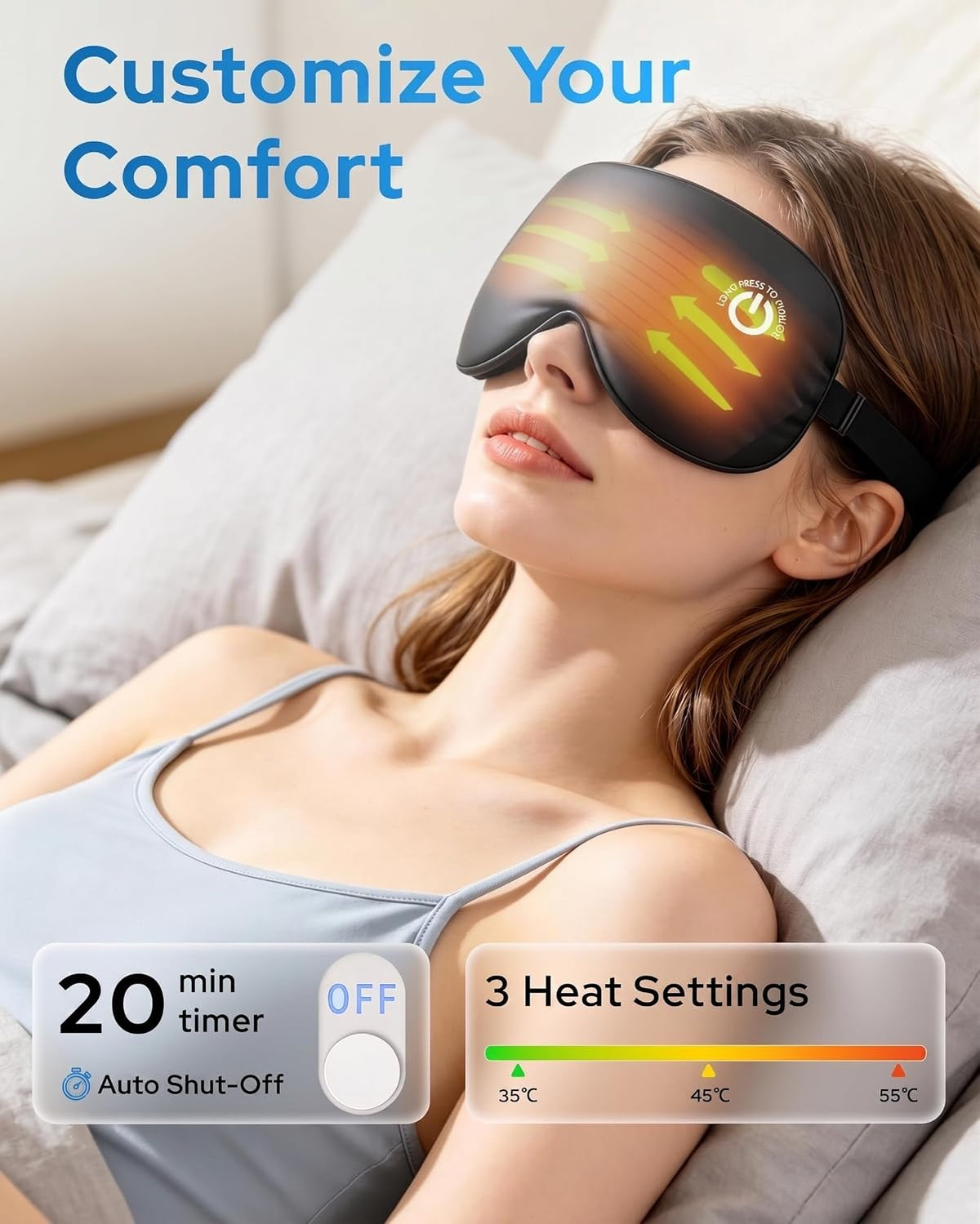 Heated Eye Mask for Dry Eyes, Cordless Rechargeable Warm Compress with 100% Mulberry Silk Cover, 3 Heat Settings, 20-Min Auto-Off, FSA-HSA Eligible Eye Mask for Home, Office & Travel