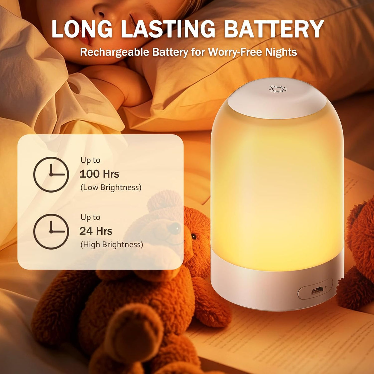 G Keni Nursery Night Light for Baby, Portable LED Touch Night Lamp for Kids and Adult, Breastfeeding, Sleep Aid, USB Rechargeable Nursing Lamp, Bedside Dimmable Warm Night Light, Soft Eye Caring