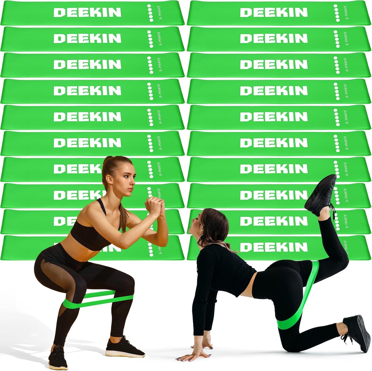 Deekin 20 Pcs Resistance Bands Resistance Loop Exercise Bands Exercise Equipment Elastic Drap Ring for Women and Men Home Fitness, Gym, Yoga