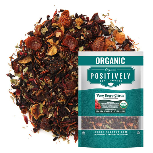 Positively Tea, Organic Very Berry Citrus, Herbal Tea, Loose Leaf, 4 Ounce