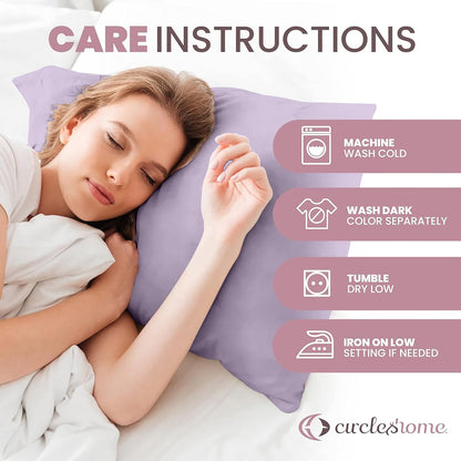 CirclesHome Pillow Protectors 4 Pack Standard Zippered - 100% Cotton Breathable Pillowcases - Protects Pillows from Dirt, Dust and Debri (Standard - Set of 4 - 20x26)